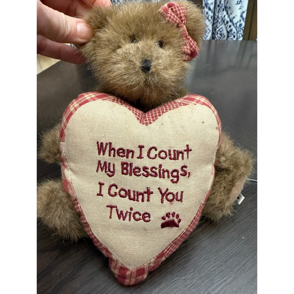 Boyds Bears Brown Plush Teddy Bear Heart When I Count My Blessings I Count You